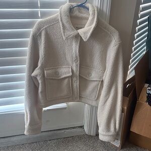 NWT - Abercrombie & Fitch - Cream Sherpa Cropped Jacket